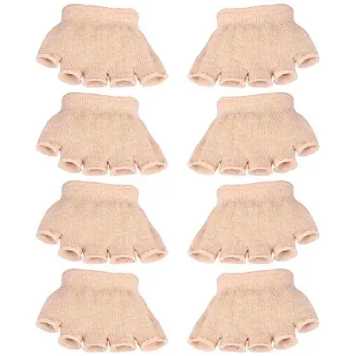 Produktbild: EXCEART Vorfußpolster Herrenstrumpf Damensocken 4 Paar Zehensocken Damen Halbsocken Atmungsaktiv Baumwolle Peep Toe VorfußPolster (Khaki)