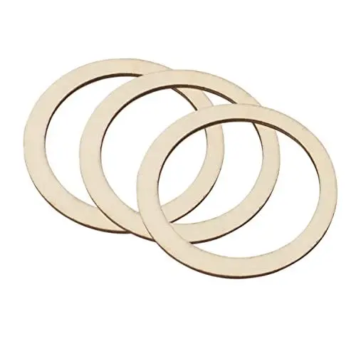 Produktbild: EXCEART 200 Stücke Runde Form Dekorative Holz Chips Handwerk Decor Schlüssel Dekoration Höhlte Holz Scheibe Für Scrapbooking 3cm