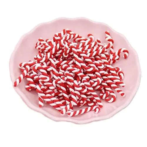 Produktbild: EXCEART Weihnachtsdekoration 20 Stück Weihnachtsdeko Zuckerstangen-Perlen Miniatur-Ornamente Weihnachtsstab Handyhülle Dekoration