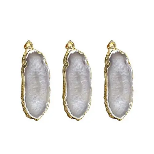 Produktbild: EXCEART Zubehör 3 Stk Heilsteinanh?nger Diy Handwerk Charme Anhänger Charme Geodenscheiben Edelsteinanh?nger Charm Halter Für Halskette Anhänger Für Halsketten Weiß Schmuck Achat