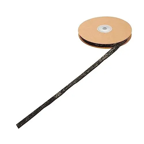 Produktbild: EXCEART Dekoratives Samtband Für Hochzeiten Und -projekte Schwarzes Und Goldenes Glitzerband Vielseitig Einsetzbar Für Bastelarbeiten Und Kleidungsdesigns