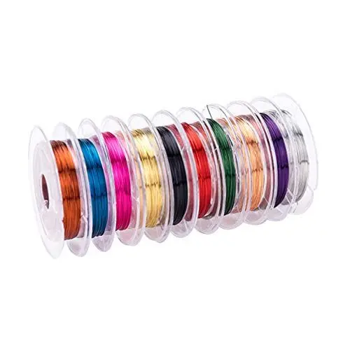 Produktbild: Exceart 10 Rollen Kupferdraht Basteldraht Kunstschmuck Perlendraht Nähen Wrapping Seil für DIY Kunst Armband Halsketten Herstellung 0,8 mm (zufällige Farbe)