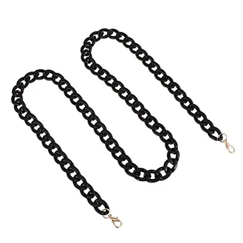 Produktbild: Exceart DIY Flache Tasche Kettenriemen Handtasche Ketten Ersatz Acryl Geldbörse Schulter Crossbody Ketten Ersatzriemen Zubehör mit Metallschnallen Schwarz