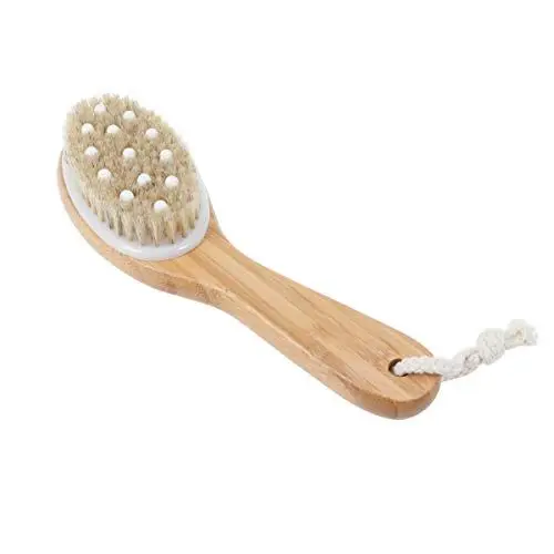 Produktbild: Exceart Rückenbürste mit kurzem Griff, Holz, Badebürste, Peeling, natürliche Borsten, Schrubber für Dusche, nasses oder trockenes Bürsten