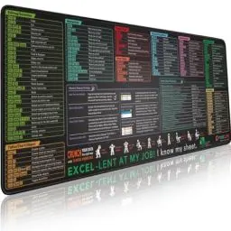 Produktbild: Glittery Garden Excel Shortcut-Tasten-Mauspad – erweitertes großes XL-Spickzettel Gaming-Mauspad | PC-Büro-Spreadsheet Tastaturmatte | rutschfeste genähte Kanten