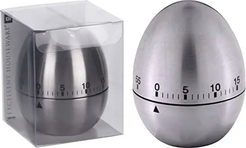 Produktbild: Excellent Houseware 76358 Küchenuhr in Eierform, Edelstahl, silberfarben, Einzigartig