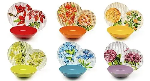 Produktbild: Excelsa 62497 Floral Tellerservice, 18-teilig, Porzellan, Mehrfarbig