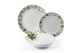 Produktbild: Excelsa 64134 Christmas Holly Tellerservice, 18-teilig, Porzellan, Weiß