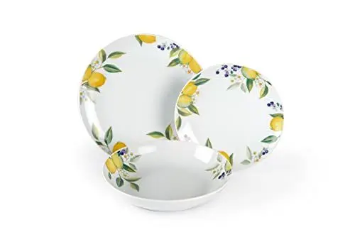 Produktbild: Excelsa Lemon Tafelservice, 18-teilig, Porzellan, Bianco/Limoni, STK