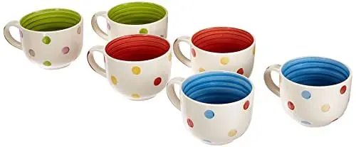 Produktbild: Excelsa Pois Set aus 6 Jumbo-Tassen, Keramik, 500ml