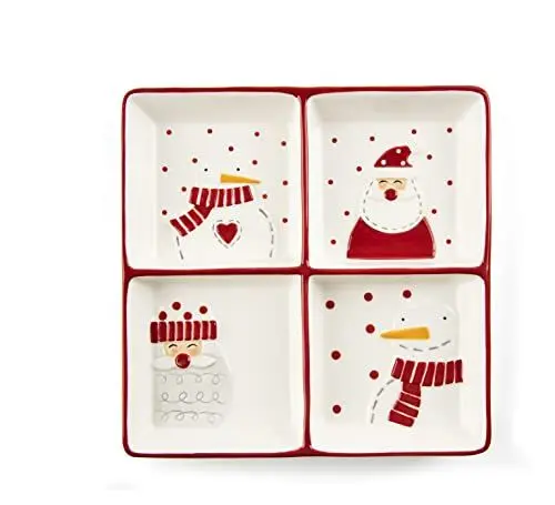 Produktbild: Excelsa Snowman Teller mit 4 Fächern, Keramik, 20 x 20 cm