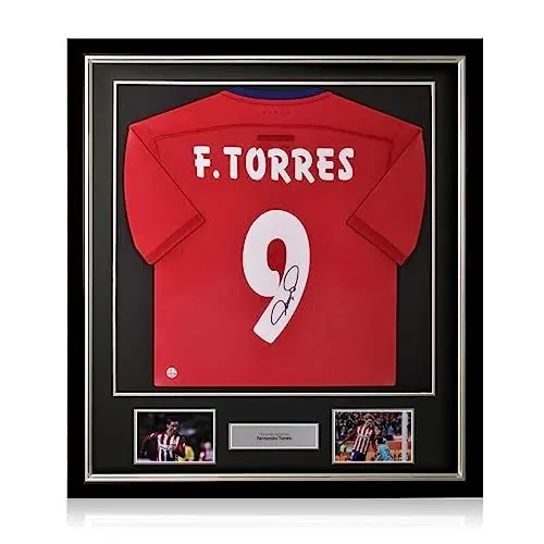 Produktbild: Exclusive Memorabilia Atletico Madrid 2015-16 Trikot, signiert von Fernando Torres. Deluxe-Rahmen