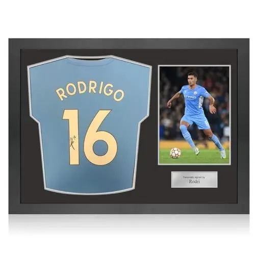 Produktbild: Exclusive Memorabilia Von Rodri signiertes Manchester City-Trikot. Symbolrahmen