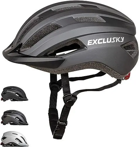 Produktbild: Exclusky Fahrradhelm Herren Damen, Fahrradhelm mit Visier Leichter Fahrradhelm mit Licht Cityhelm Urban Mountainbike Helm MTB Helm für Erwachsene Einstellbare 56-61CM, Grau1
