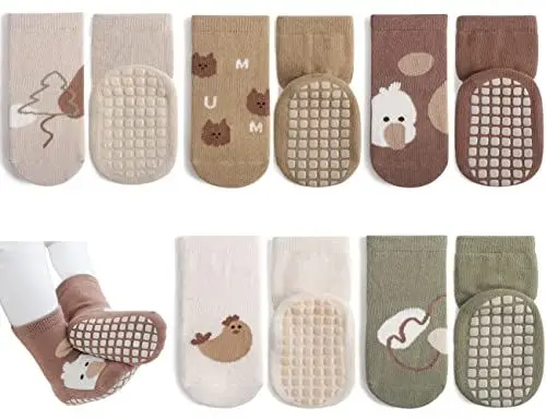 Produktbild: Exemaba Rutschfeste Socken für Baby Mädchen Jungen 5 Paar Kinder Anti Rutsch Socken Sportsocken Stoppersocken(S/6-12 Monate, D 5 Farben)