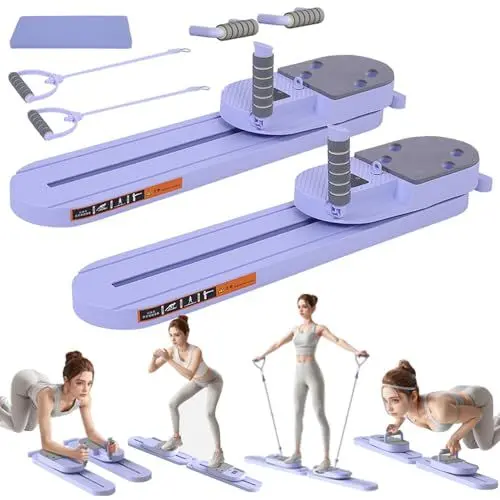 Produktbild: ExeractFit Split-Stil Pilates Board für Zuhause Mini Pilates Reformer Maschine Set Abnehmbares Bauchmuskel Roller Board und Ski Maschine Core Trainer Beinübung(Lila)