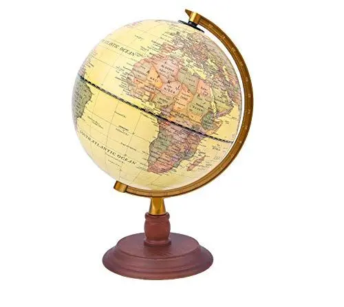 Produktbild: Exerz 20cm Antiker Globus Mit Holzfuß - Englische Karte - Für Kinder Büro Deko - Schülerglobus Morden Map Mit Antiker Farbe - Durchmesser 20cm
