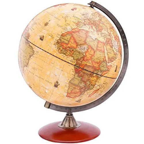 Produktbild: Exerz 30cm Antiker Globus Mit Holzfuß - Englische Karte - Für Kinder Büro Deko - Schülerglobus Morden Map Mit Antiker Farbe - Durchmesser 30cm