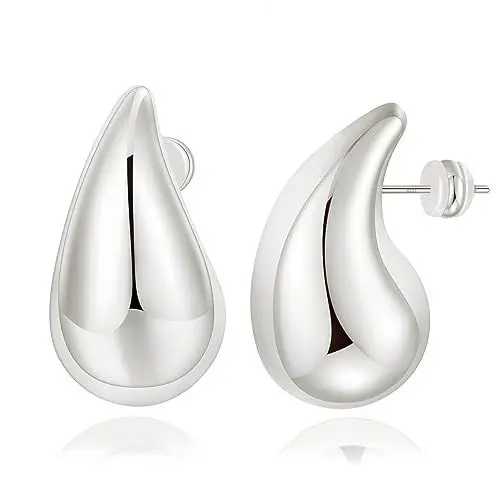 Produktbild: EXGOX 18K Ohrringe Dupes Chunky Goldene Ohrringe Damen Gold Ohrringe Hypoallergene Vergoldete Ohrringe Leichte Waterdrops Hollow Ohrringe für Damen Mädchen 20/30/40mm