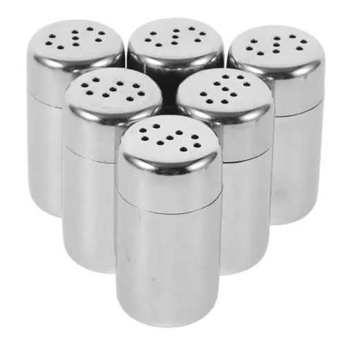 Produktbild: EXHUMKY 6St Mini-Pfefferstreuer Reisspender Overnight-Oats-Glas gewürzbehälter aufbewahrungstasche Salz- und Pfefferstreuer für unterwegs Spender für Zuckerstreuer Rostfreier Stahl Silver