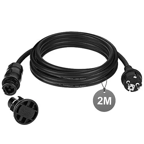 Produktbild: EXLECO 2M 1,5mm² Balkonkraftwerk Kabel AC Solar Wechselrichter Verlängerungkabel mit Betteri Endkappe PV 2 Polig Wechselrichter Anschlusskabel mit Stecker Betteri BC01 Buchse auf Schuko Stecker IP44