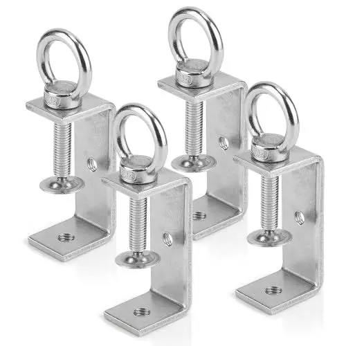 Produktbild: EXLECO 4 x 24-70mm C Klemme Edelstahl C Zwingen Schraubklemme Trägerklemme Fixierzange Tischklemme Trägerklammer Befestigungs Klemme für Holzarbeiten Schweißen Tischlerei Einstellbar Kieferöffnungen