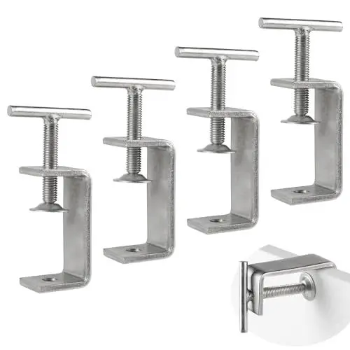 Produktbild: EXLECO 4er 15-60mm C Klemme Edelstahl C Zwingen Schraubklemme Trägerklemme Fixierzange Tischklemme Trägerklammer Befestigungs Klemme für Holzarbeiten Schweißen Tischlerei Einstellbar Kieferöffnungen