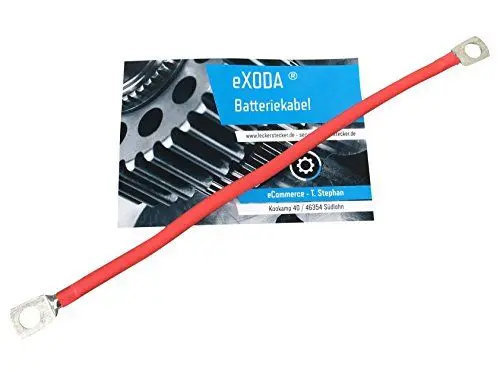 Produktbild: Exoda Batteriekabel 10 mm² 50cm mit Kabelschuhen M6 Rot für Auto KFZ Boot Motorrad flexibel gefertigt aus hochwertigem Kupferanteil ideal für leistungsstarke Anwendungen