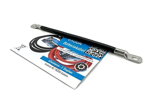 Produktbild: Exoda Batteriekabel 25 mm² 20cm mit M8 Kabelschuhen Schwarz hochflexibel für 12V Anwendungen geeignet Auto KFZ Boot Motorrad für zuverlässige Energieübertragung