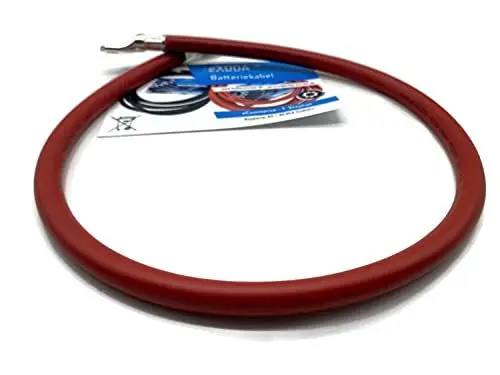 Produktbild: Exoda Batteriekabel 50 mm² 75cm mit Kabelschuhen M8 Rot für Auto Boot Motorrad robust mit flexiblem PVC Mantel und 99 Prozent Kupferanteil für vielseitigen Einsatz