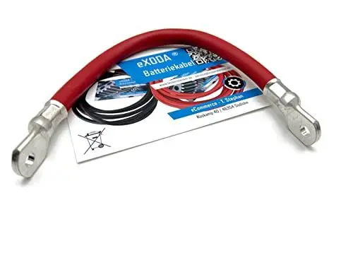 Produktbild: eXODA 70 mm² Batteriekabel 30cm M8 Rot mit Kabelschuhen für Auto Boot Motorrad 18816 Watt 1568A 12V hitzebeständig bis 70°C flexibles Kabel für zuverlässige Energieübertragung