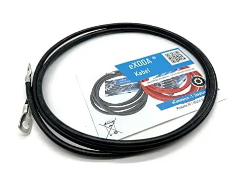 Produktbild: eXODA Batteriekabel 10 mm² 200cm mit Kabelschuhen M8 Schwarz