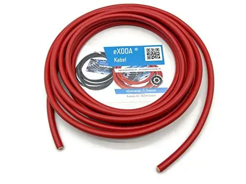 Produktbild: Exoda Batteriekabel 25 mm² 5m Kupfer Rot H07V-K25 flexibel hitzebeständig bis 70° perfekt für Autoanwendungen und Elektroinstallationen in engen Bereichen mit hoher Leitfähigkeit