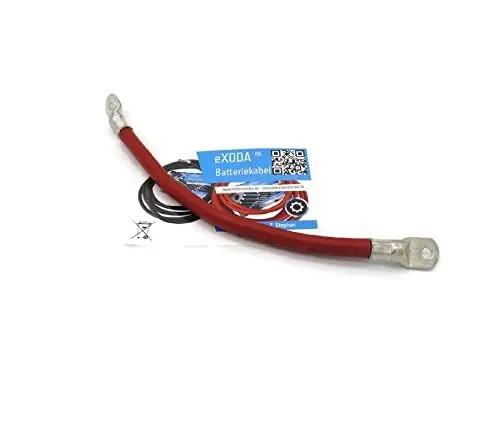 Produktbild: eXODA Batteriekabel 70 mm² 30cm Kabelschuhe M6 und M8 Rot hohe Materialqualität 99 Prozent Kupferanteil für Auto KFZ Boot Motorrad hitzebeständig bis 70° flexibel