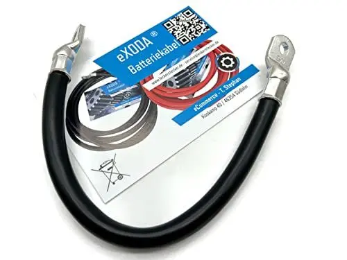 Produktbild: eXODA Batteriekabel 70mm² 30cm M8 Schwarz flexibles hitzebeständiges Kabel bis 70° max 18816W 99 Prozent Kupfer 1568A 12V hohe Qualität für Auto Boot Motorrad Energieübertragung