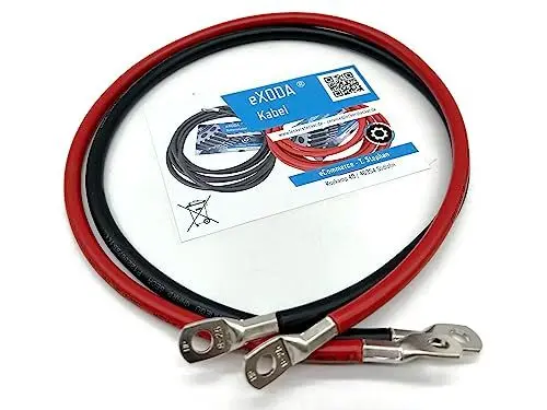 Produktbild: eXODA Batteriekabel Set 25 mm² 75cm mit Kabelschuhen M8 Rot und Schwarz