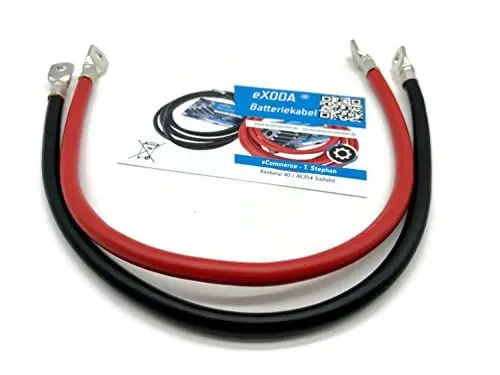 Produktbild: eXODA Batteriekabel Set 50 mm² 50cm mit Kabelschuhen M8 Rot und Schwarz