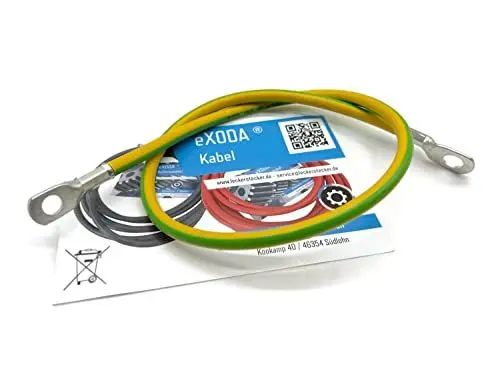 Produktbild: eXODA Erdungskabel 60 cm Erdungsleitung 16 mm² grün/gelb Erdungsleiter M12 - flexibles Kabel für Kreuzerder oder Staberder H07V-K Standard mit hoher Materialqualität