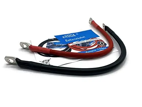 Produktbild: eXODA Kabel Set 25 mm² 30cm mit Schrumpfschlauch und M8 Kabelschuhen in Rot und Schwarz für Auto KFZ Boot Motorrad flexibles Batteriekabel hohe Materialqualität 99 9% Kupferanteil