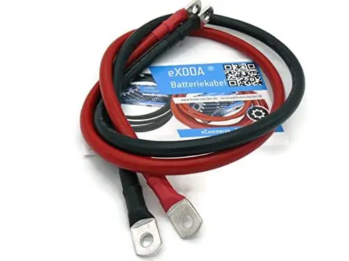 Produktbild: eXODA Kabel Set 35 mm² 75cm mit Schrumpfschlauch mit Kabelschuhen M8 Rot und Schwarz