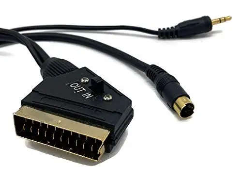 Produktbild: eXODA S-Video/Klinke 3,5mm Stecker auf Scart Stecker 3m Kabel mit IN OUT Umschalter für PC Notebook zum Anschluss an Monitor TV oder Beamer sichere Signalübertragung Schwarz
