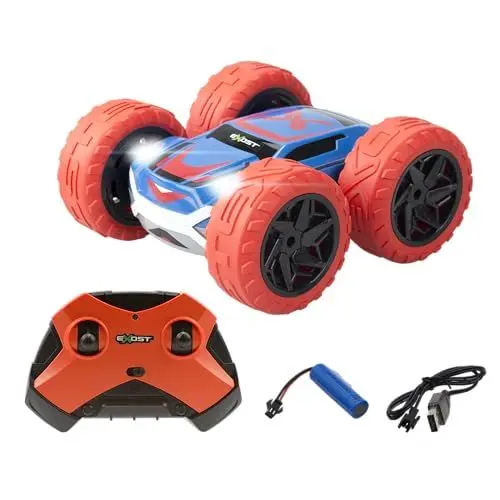 Produktbild: Exost Silverlit All-Terrain Ferngesteuertes Auto 360 Cross Rot - Batterie inklusive - Fahren auf 2 Seiten bei 360° + LED-Scheinwerfer - Geschwindigkeit: 12 km/h - Spielzeug für Kinder ab 5 Jahren