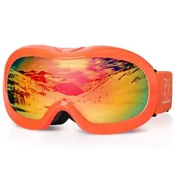 Produktbild: EXP VISION Kinder-Skibrille Anti-Fog Kinder-Snowboardbrille mit UV-Schutz, Überbrille Schneebrille für Jungen Mädchen Jugend (Orange Rahmen/Rote Linse)