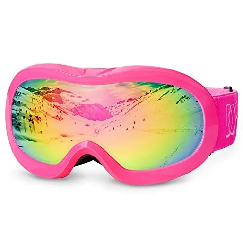 Produktbild: EXP VISION Kinder-Skibrille Anti-Fog Kinder-Snowboardbrille mit UV-Schutz, Überbrille Schneebrille für Jungen Mädchen Jugend (Rosa Rahmen/Rosa Linse)