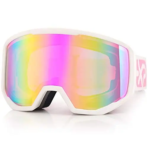Produktbild: EXP VISION Skibrille für Damen und Herren, Snowboard Brille Schneebrille OTG 100% UV-Schutz Skibrille für brillenträger, Anti-Nebel Snowboard Brille Ski Goggles (Rosa)