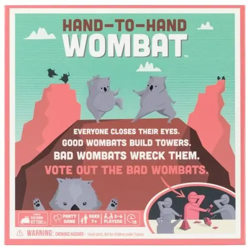 Produktbild: Exploding Kittens Hand to Hand Wombat Card Game by Fun Family Card Games for Adults Teens & Kids - Fun Party Games, 3-6 Players, Rosa, Grå