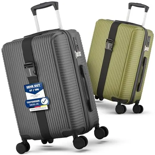 Produktbild: EXPLOORE Handgepäck Koffer 55x40x20cm Trolley, Leichter Robuster Hartschalenkoffer aus ABS-Material mit TSA-Schloss, Reisekoffer mit Rollen, ideal als Koffer handgepäck, Schwarz