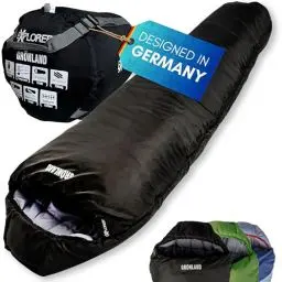 Produktbild: EXPLORER® GRÖNLAND Schlafsack -23°C -5°C (350GSM) 3-4 Jahreszeiten Winter Mumienschlafsack Erwachsene(1900g) 230x82x55cm Zip-Links Schwarz ideal für Outdoor, Camping, Trekking und Reisen