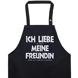 Produktbild: EXPRESS-STICKEREI BBQ Grillschürze - Lustige Kochschürze für Grillfans - Verstellbare Latzschürze für Männer/Frauen - Küchenschürze mit Spruch Ich liebe meine Freundin