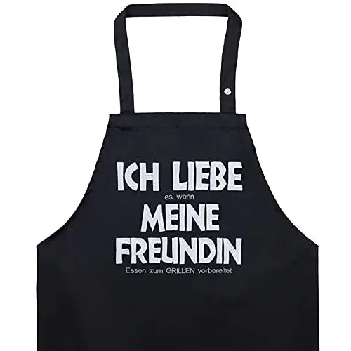 Produktbild: EXPRESS-STICKEREI BBQ Grillschürze - Lustige Kochschürze für Grillfans - Verstellbare Latzschürze für Männer/Frauen - Küchenschürze mit Spruch Ich liebe meine Freundin